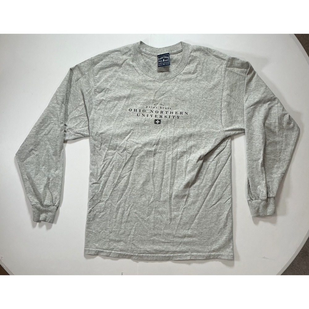VTG USA Made 90s Ohio Northern University Shirt Mens Medium Gray Long Sleeve